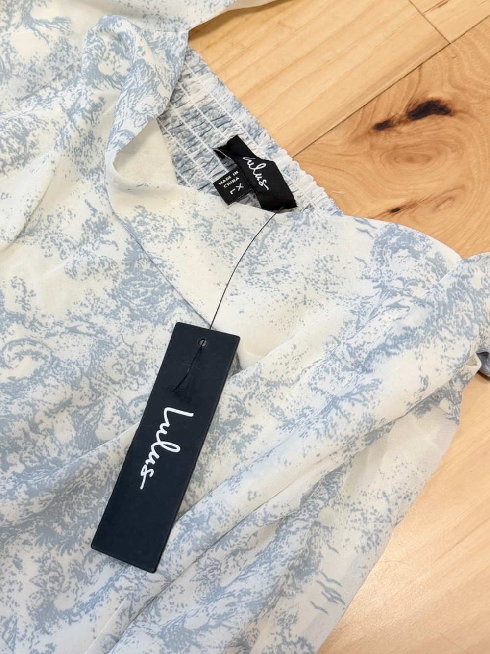 NWT Lulus Summer Invite White and Blue Toile Tie-Strap Tiered Midi Dress - Picture 6 of 7
